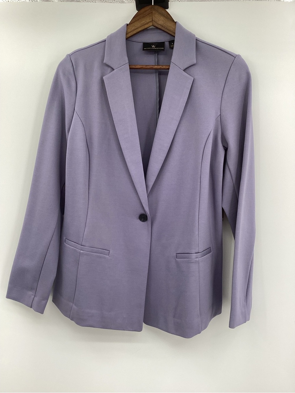 Worthington Violet Granite Single-Button Knit Blazer